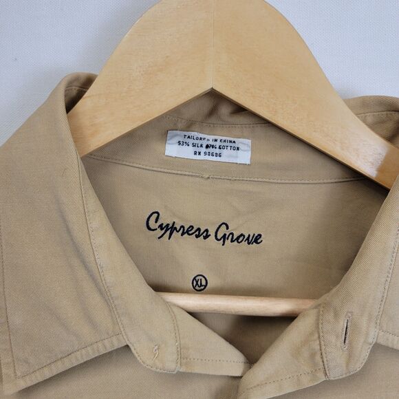 Cypress Grove Shirt Mens XL Tan Silk Blend Button Down Business Casual Career - Picture 4 of 7